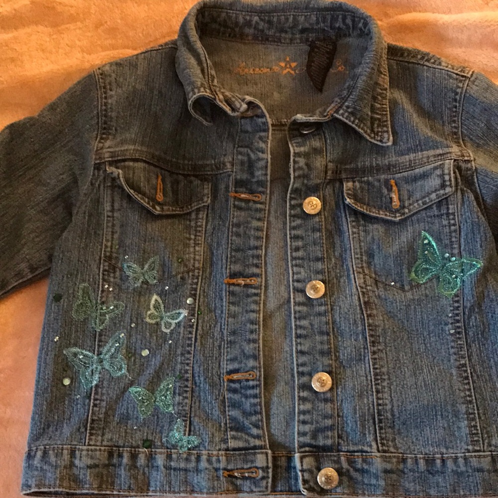 Jean jacket with butterfly detail